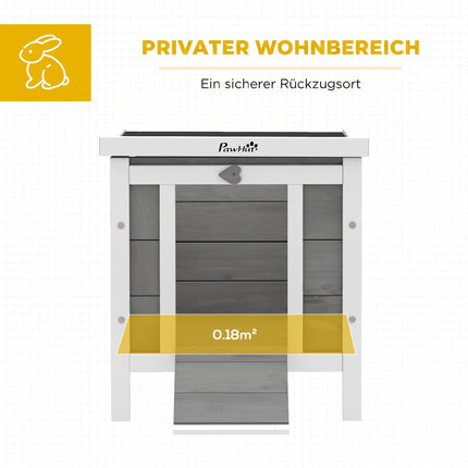 Small Animal Hutch with Ramp and Opening Roof, Fir Wood, Grey, 51x42x43 cm