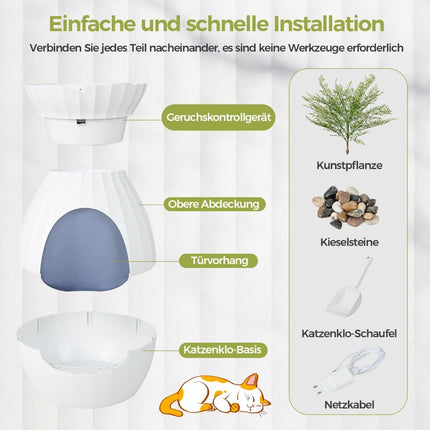 Smart Cat Litter Box with Electronic Odor Removal & Sterilization Flower Pot Style