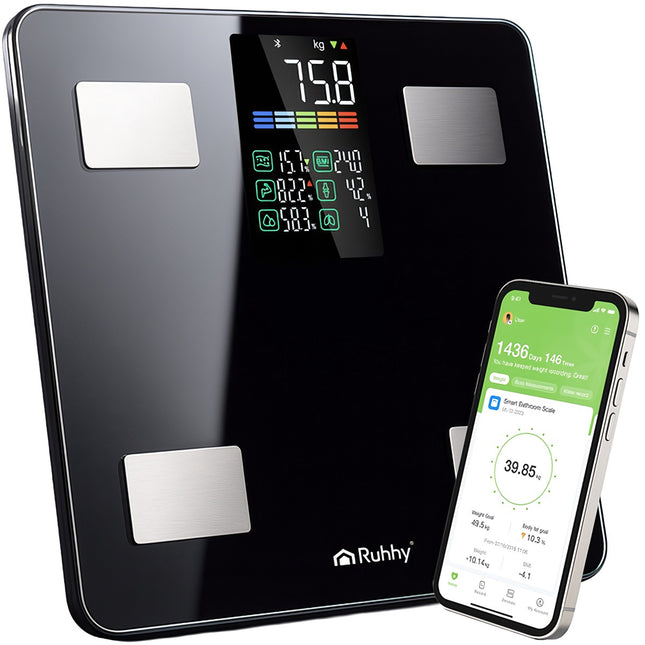 Viedie LCD vannas istabas svari, melni, celtspēja 226 kg