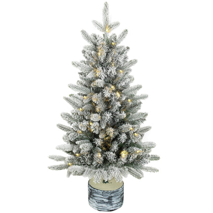 Snow Flocked Christmas Tree 90 cm with 50 Warm White LEDs, Battery Operated