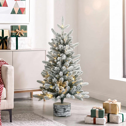 Snow Flocked Christmas Tree 90 cm with 50 Warm White LEDs, Battery Operated
