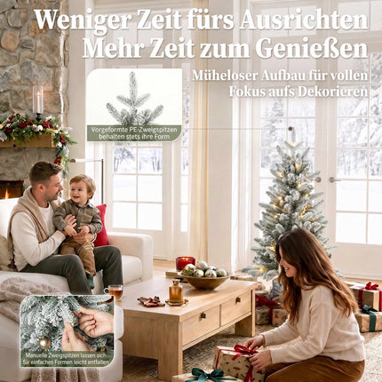 Snow Flocked Christmas Tree 90 cm with 50 Warm White LEDs, Battery Operated