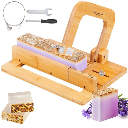 Soap Cutter, Bamboo Adjustable 0-2 Inch Wire Slicer