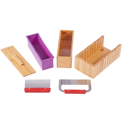 Soap Making Kit – Bamboo Box, Silicone Mold, 2 Cutters