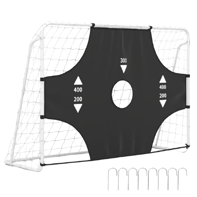 Futbola vārti ar 5 bedrīšu mērķa sienu, 215 × 152 cm
