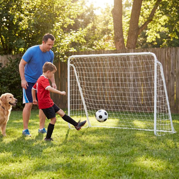 Futbola vārti ar 5 bedrīšu mērķa sienu, 215 × 152 cm