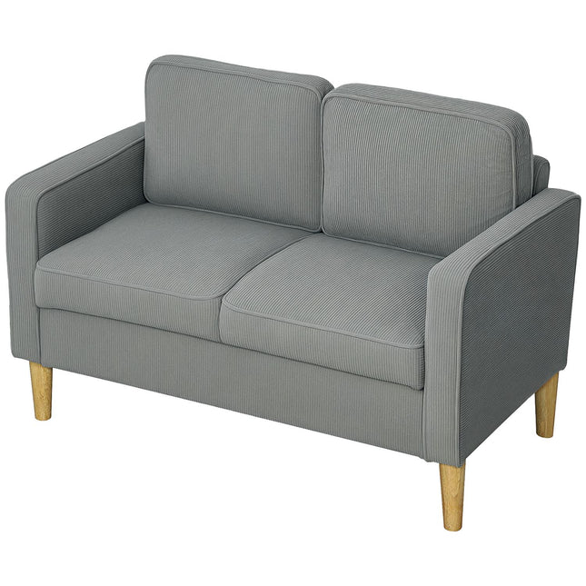 Small 2-seater sofa with storage, corduroy look, light grey