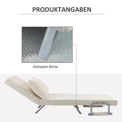 Dīvāngulta ar roku balstiem, 3 vienā dīvāngulta, viesu gulta, saliekams matracis, saliekama gulta, šezlongs, daudzfunkcionāls, poliesters, krēmkrāsas krāsā, 65 x 69 x 80 cm