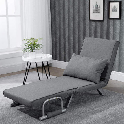 Dīvāngulta ar roku balstiem 65x69x80cm 3-vienā dīvāngulta, viesu gulta, šezlongs, linam līdzīgs poliesters, pelēka