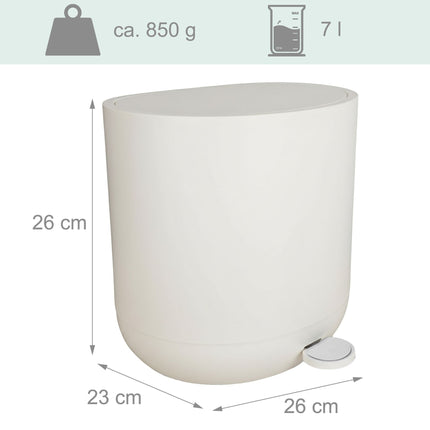 Vannas istabas atkritumu tvertne ar pedāli un mīksto aizvēršanas funkciju, 7 l, plastmasa
