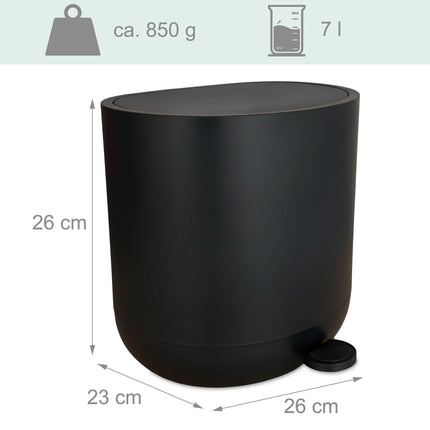 Vannas istabas atkritumu tvertne ar pedāli un mīksto aizvēršanas funkciju, 7 l, plastmasa