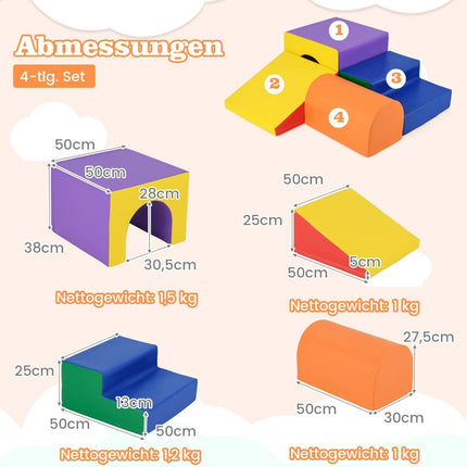 Mīksto putuplasta kāpšanas klucīšu komplekts - 4 gabali bērniem