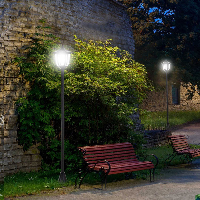 Saules Dārza Laterna ar Led Dārza Laternu, 30/60 Lūmeniem, Plastmasa, Melna, Ø26,5 X A177 Cm