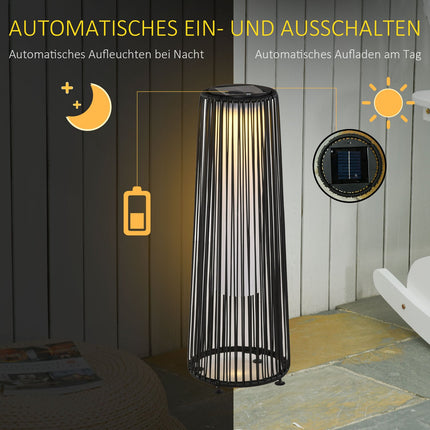 Saules lampa dārza gaisma ūdensizturīga dārza lampa ar gaismas sensoru, automātiska LED, melna, 21,5 x 21,5 x 61 cm