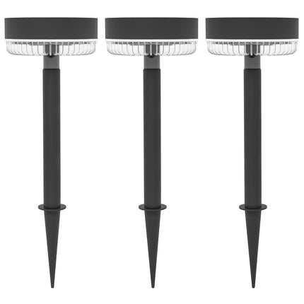 Saules lampas, 3 saules lampu iepakojums, saules dārza lampa ar silti baltām gaismām, automātiska ieslēgšanās/izslēgšanās, IP65 ūdensizturība zālienam, balkonam, melna