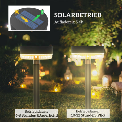 Saules lampas, 3 saules lampu iepakojums, saules dārza lampa ar silti baltām gaismām, automātiska ieslēgšanās/izslēgšanās, IP65 ūdensizturība zālienam, balkonam, melna