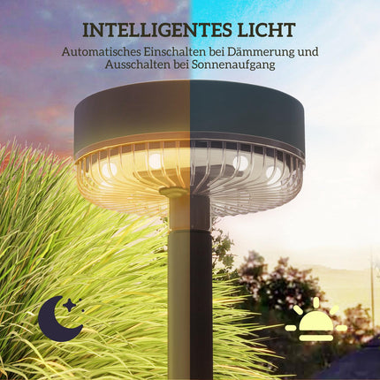 Saules lampas, 3 saules lampu iepakojums, saules dārza lampa ar silti baltām gaismām, automātiska ieslēgšanās/izslēgšanās, IP65 ūdensizturība zālienam, balkonam, melna