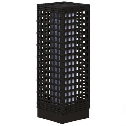 Saules Lampa Rotangpalmas Dizains, Ūdensizturīga, Gaismas Sensors, Automātiska Led Dārza Lampa, Melna, 15,5X15,5X46Cm