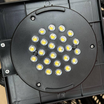 Saules Lampa Rotangpalmas Dizains, Ūdensizturīga, Gaismas Sensors, Automātiska Led Dārza Lampa, Melna, 15,5X15,5X46Cm