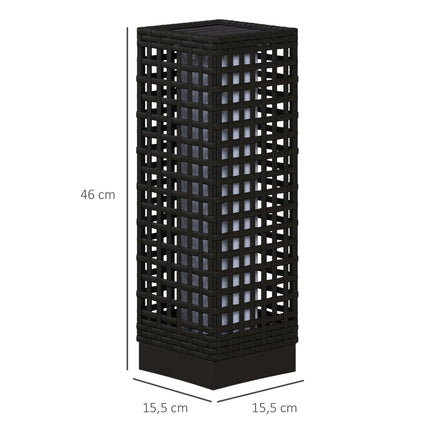 Saules Lampa Rotangpalmas Dizains, Ūdensizturīga, Gaismas Sensors, Automātiska Led Dārza Lampa, Melna, 15,5X15,5X46Cm