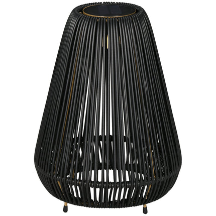 Saules gaismas rotangpalmas ūdensizturīgs celiņa apgaismojums ar gaismas sensoru, automātiska LED dārza lampa, āra apgaismojums, melna, metāla