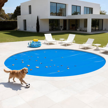 Solar Pool Cover, 15 Ft Round, 12 Mil PE Bubble Blue