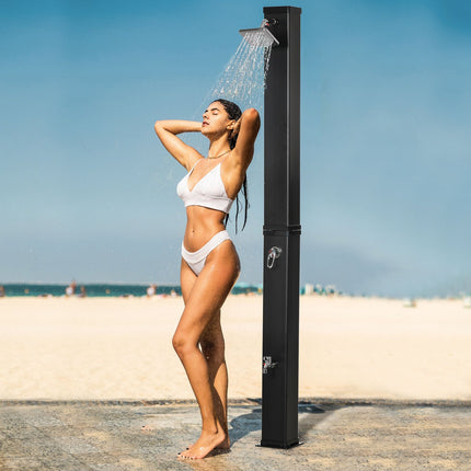 Outdoor 40L solar shower, foot and rain head, 60°C water