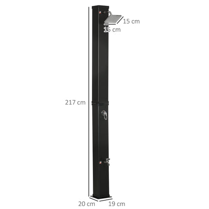 Outdoor 40L solar shower, foot and rain head, 60°C water