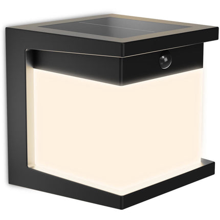 Saules sienas lampa ar kustību sensoru – melna, LED, IP44