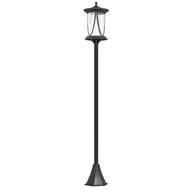 Saules ielu apgaismojums LED, IP44, ABS, 17W x 17D x 127H cm, ar vēsi baltu LED gaismu, gaismas sensors, ūdensizturīgs, lietošanai ārpus telpām, melns