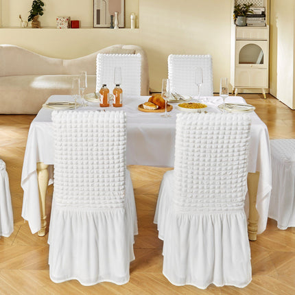 Spandex Folding Chair Covers, Skirted, White 4-Pack