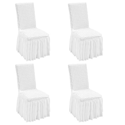 Spandex Folding Chair Covers, Skirted, White 4-Pack