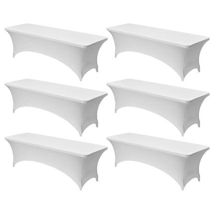 Spandex Tablecloths 6-Pack, 8 ft Rectangular, White