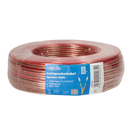 Speaker cable 2x0.75 25m Transparent