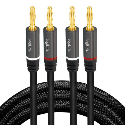 Speaker cable 2x2.5 mm² with banana plugs Black 3 meters