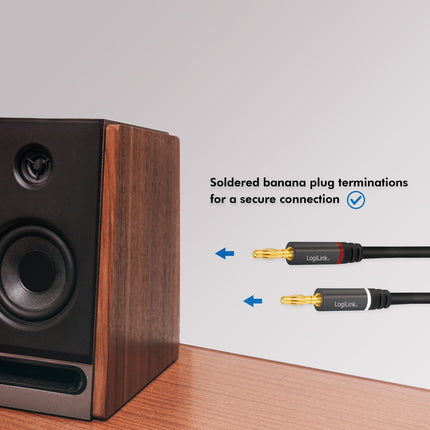 Speaker cable 2x2.5 mm² with banana plugs Black 5 meters