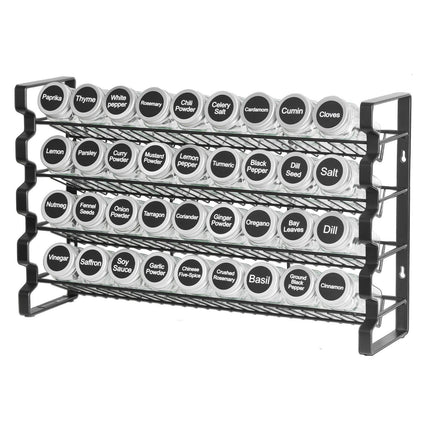 Spice Rack Organizer, 4-Tier, 36 Glass Jars, 18x11 in