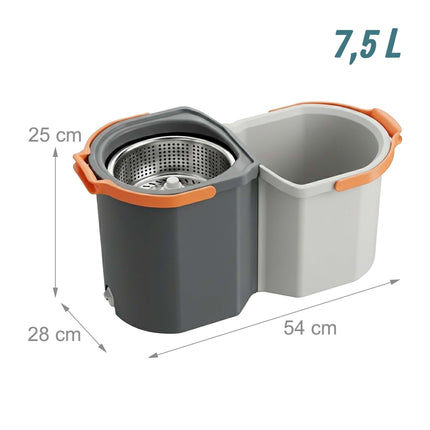 Groza mopa komplekts ar spaini, 2 nodalījumi, 7,5 l tilpums