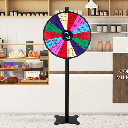 Spinning Prize Wheel, 24 Inch, 14 Slots, Dry Erase Stand