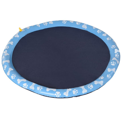 Šļakatu smidzinātāja paliktnis 150 cm ūdens šļakatu rotaļu paklājiņš suņiem, ūdens smidzinātājs, neslīdošs, āra, PVC, zils