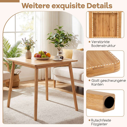 Kvadrātveida bambusa ēdamgalds 70x70 cm 2-4 personām