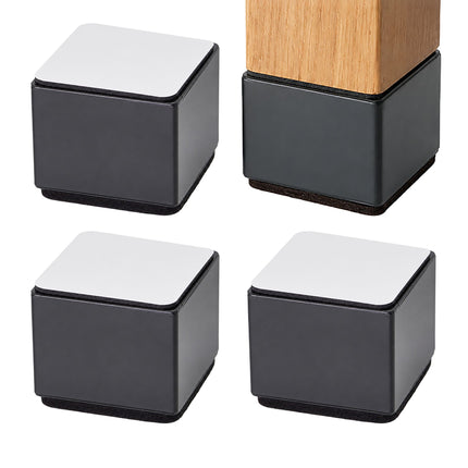 Square Block Furniture Risers Set of 4, Carbon Steel, 500 kg, Black