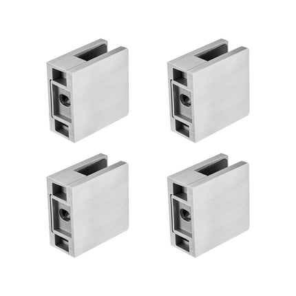 Square Glass Clamps, 4-Pack, 304 Steel, 8–12mm