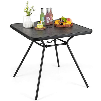 Kvadrātveida terases ēdamgalds, 80 cm, 4 cm lietussarga caurums