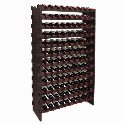 Stackable Bamboo Wine Rack for 108 Bottles, Self-Assembly, Dark Brown