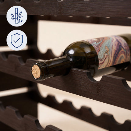 Stackable Bamboo Wine Rack for 108 Bottles, Self-Assembly, Dark Brown