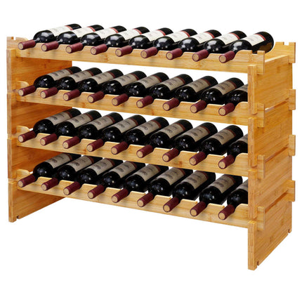 Stackable Bamboo Wine Rack for 36 Bottles, Self-Assembly, Natural