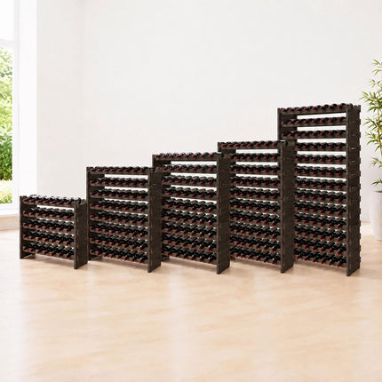 Stackable Bamboo Wine Rack for 63 Bottles, Self-Assembly, Dark Brown