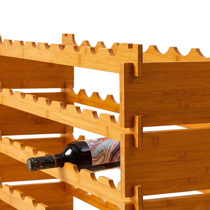 Stackable Bamboo Wine Rack for 63 Bottles, Self-Assembly, Natural