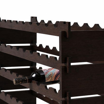 Stackable Bamboo Wine Rack for 72 Bottles, Self-Assembly, Dark Brown